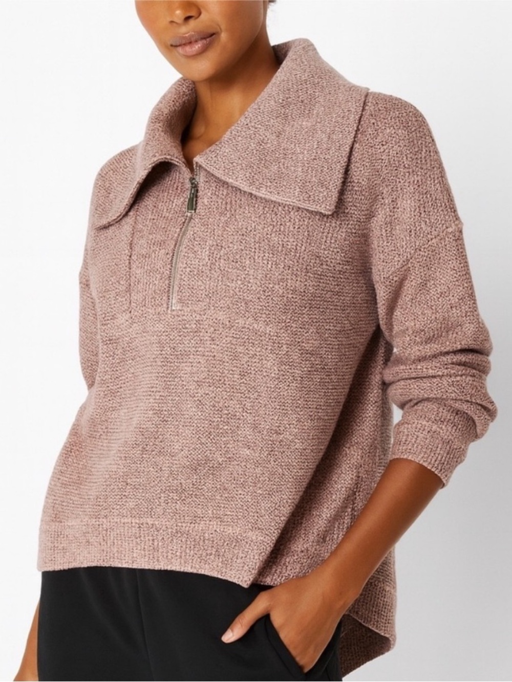 Sweaty Betty Restful Boucle Half Zip Sweater Sweatshirt